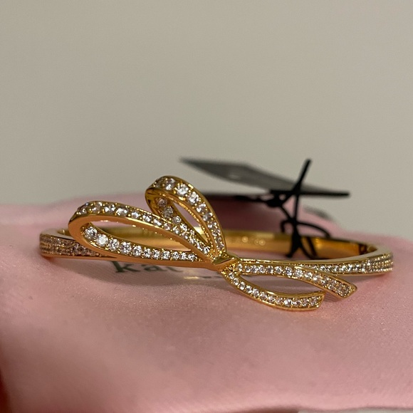Kate Spade New York All Tied Up Pave Hinged Bangle Bracelet in gold tone - Picture 4 of 4